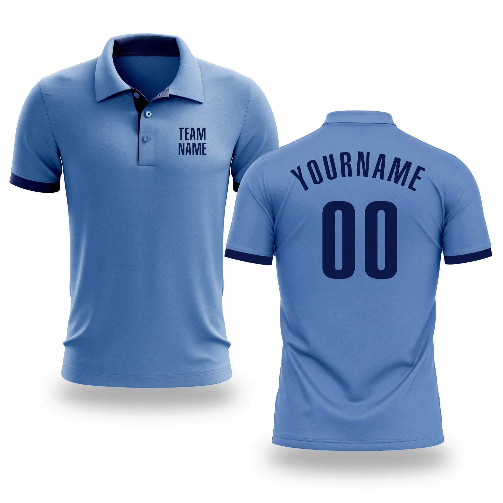 Custom Light Blue Navy Performance Golf Polo Shirt