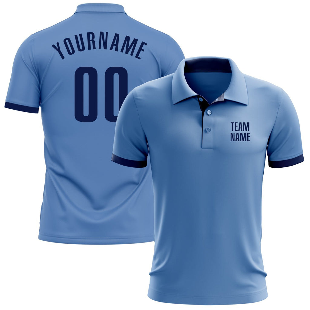 Custom Light Blue Navy Performance Golf Polo Shirt photo 1