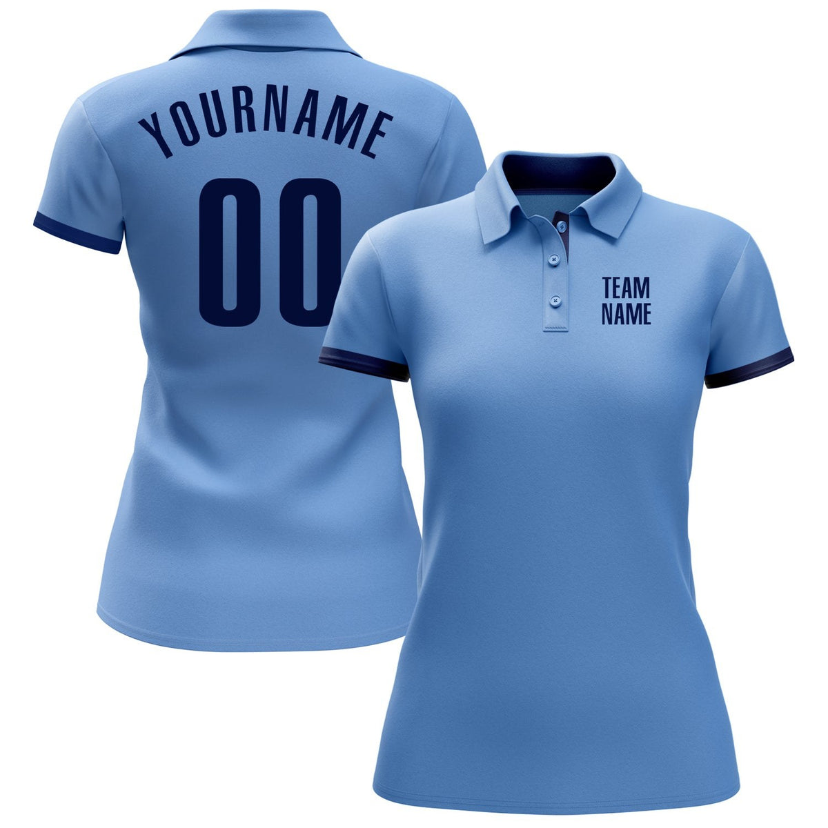 Custom Light Blue Navy Performance Golf Polo Shirt photo 2