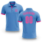 Custom Light Blue Pink Performance Golf Polo Shirt