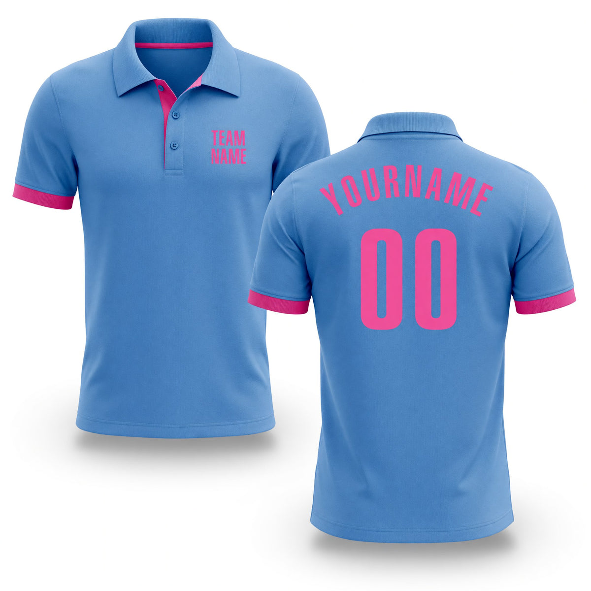 Custom Light Blue Pink Performance Golf Polo Shirt