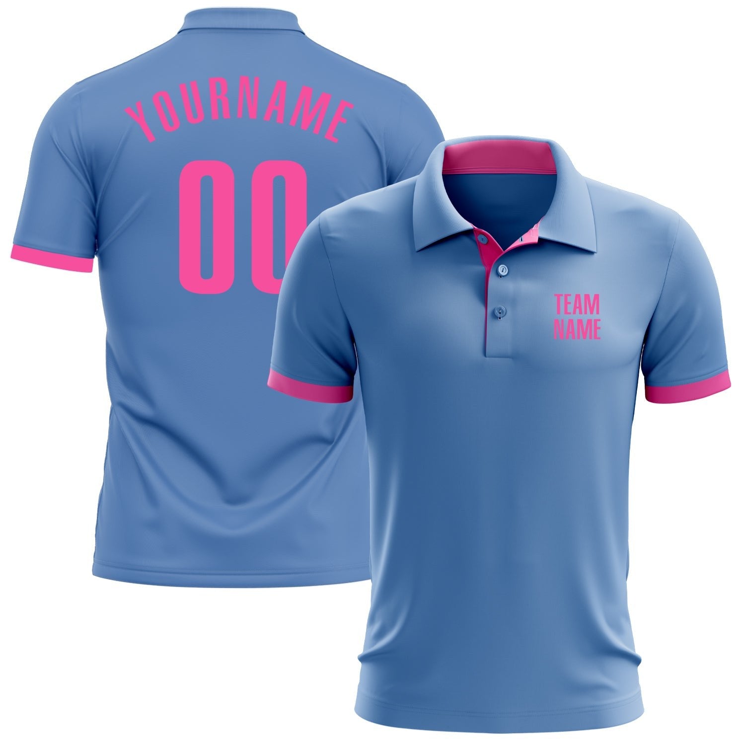 Custom Light Blue Pink Performance Golf Polo Shirt photo 1