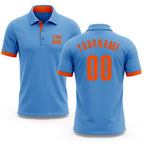Custom Light Blue Orange Performance Golf Polo Shirt
