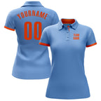 Custom Light Blue Orange Performance Golf Polo Shirt photo 2