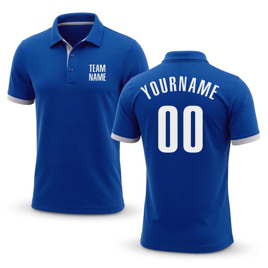 Custom Royal White Performance Golf Polo Shirt