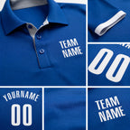 Custom Royal White Performance Golf Polo Shirt detail