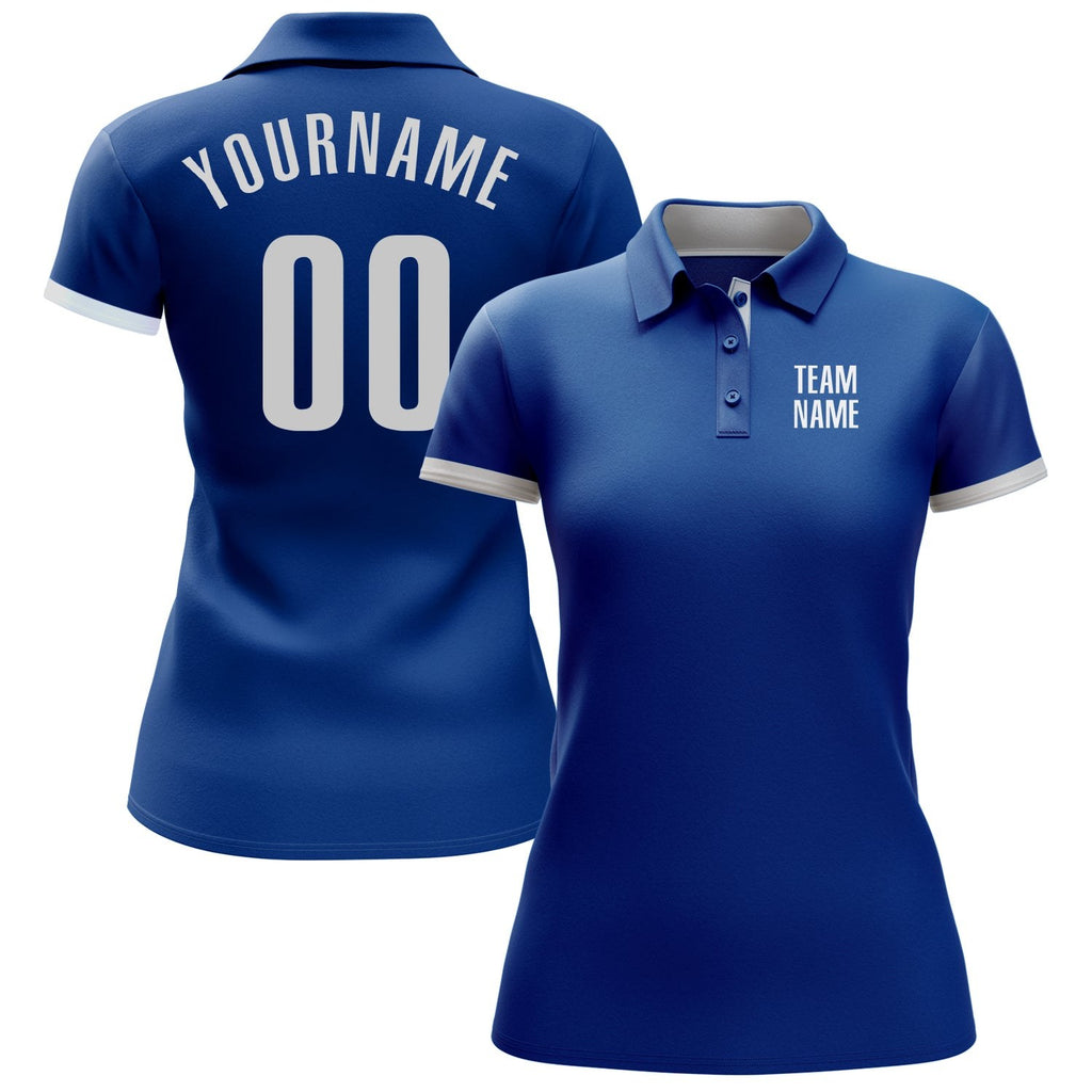 Custom Royal White Performance Golf Polo Shirt photo 2