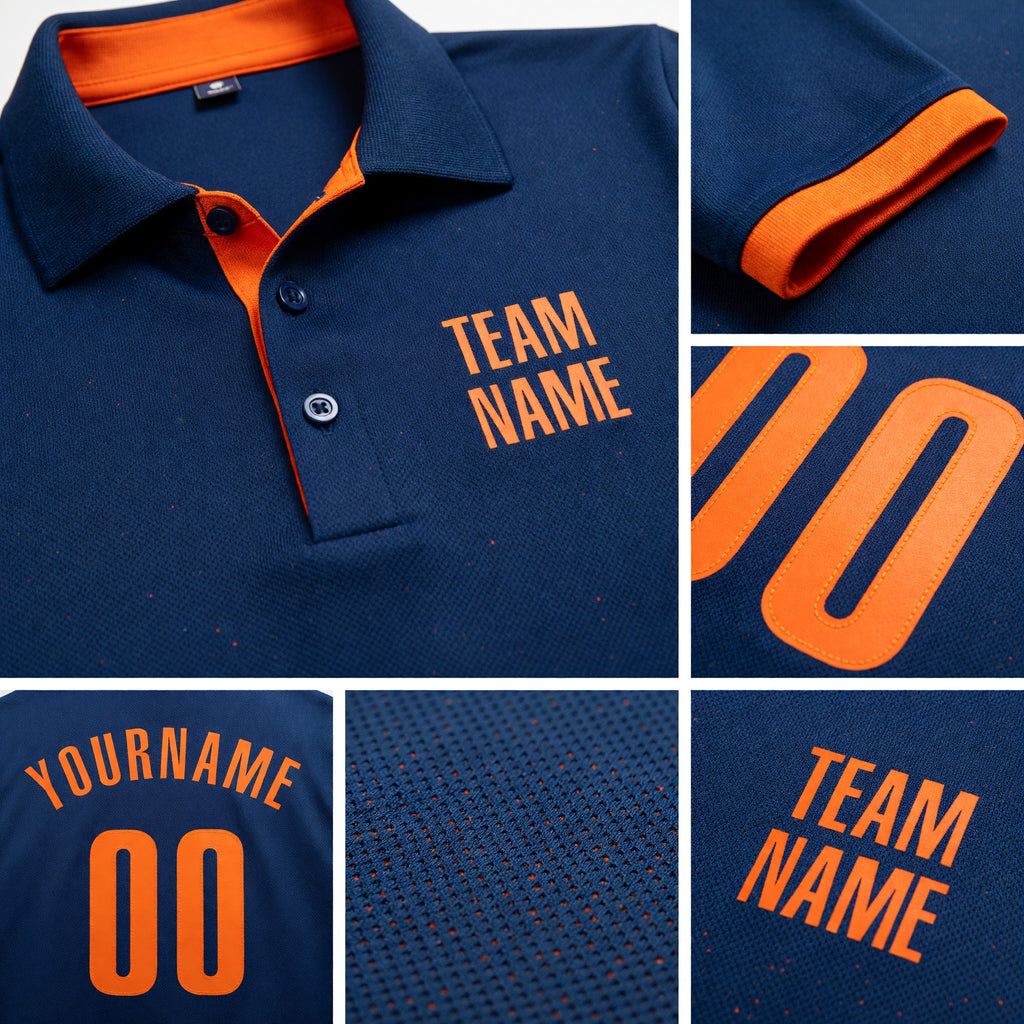 Custom Royal Orange Performance Golf Polo Shirt detail