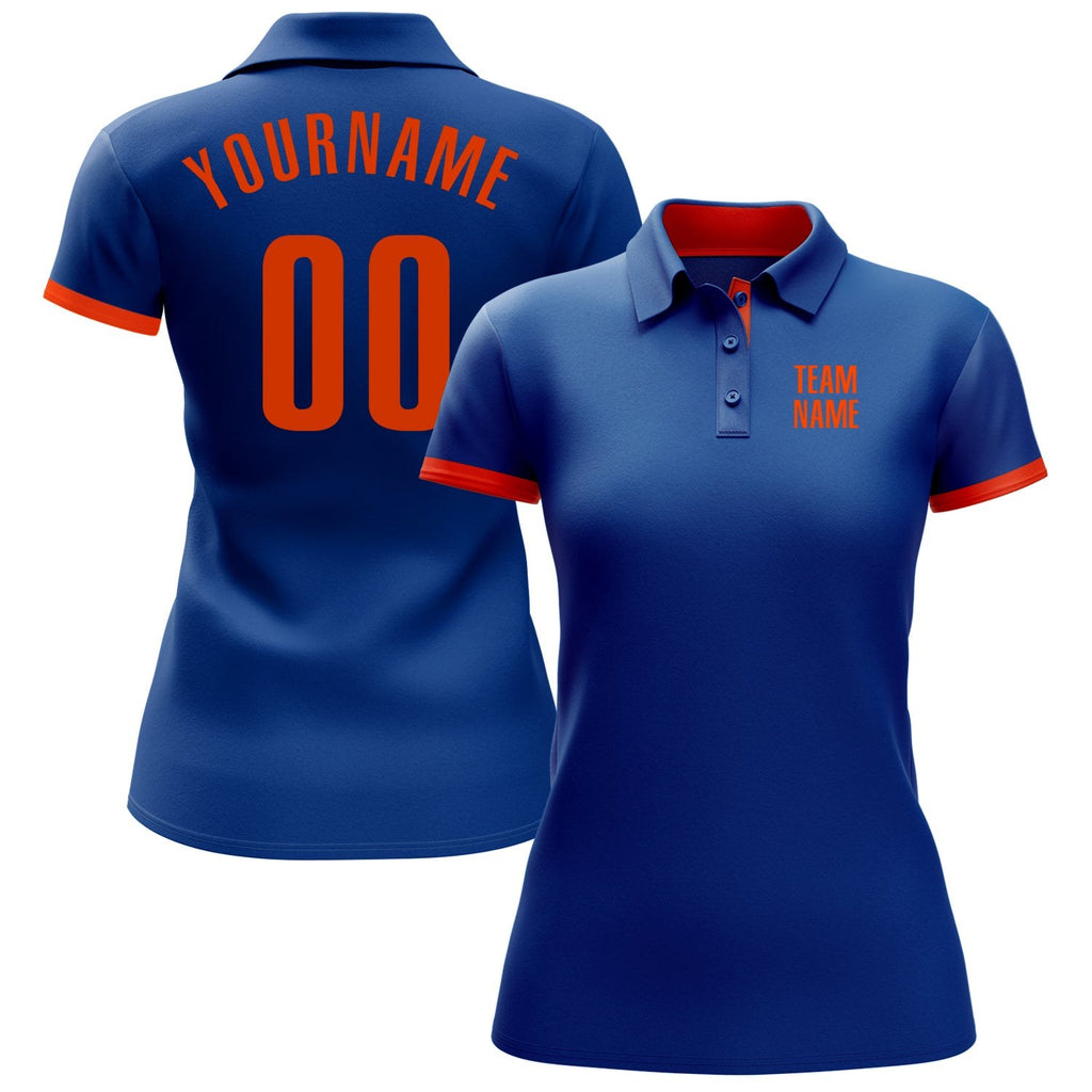 Custom Royal Orange Performance Golf Polo Shirt photo 2