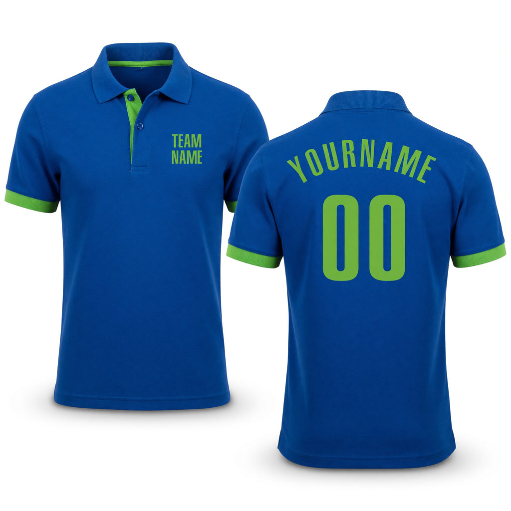 Custom Royal Neon Green Performance Golf Polo Shirt