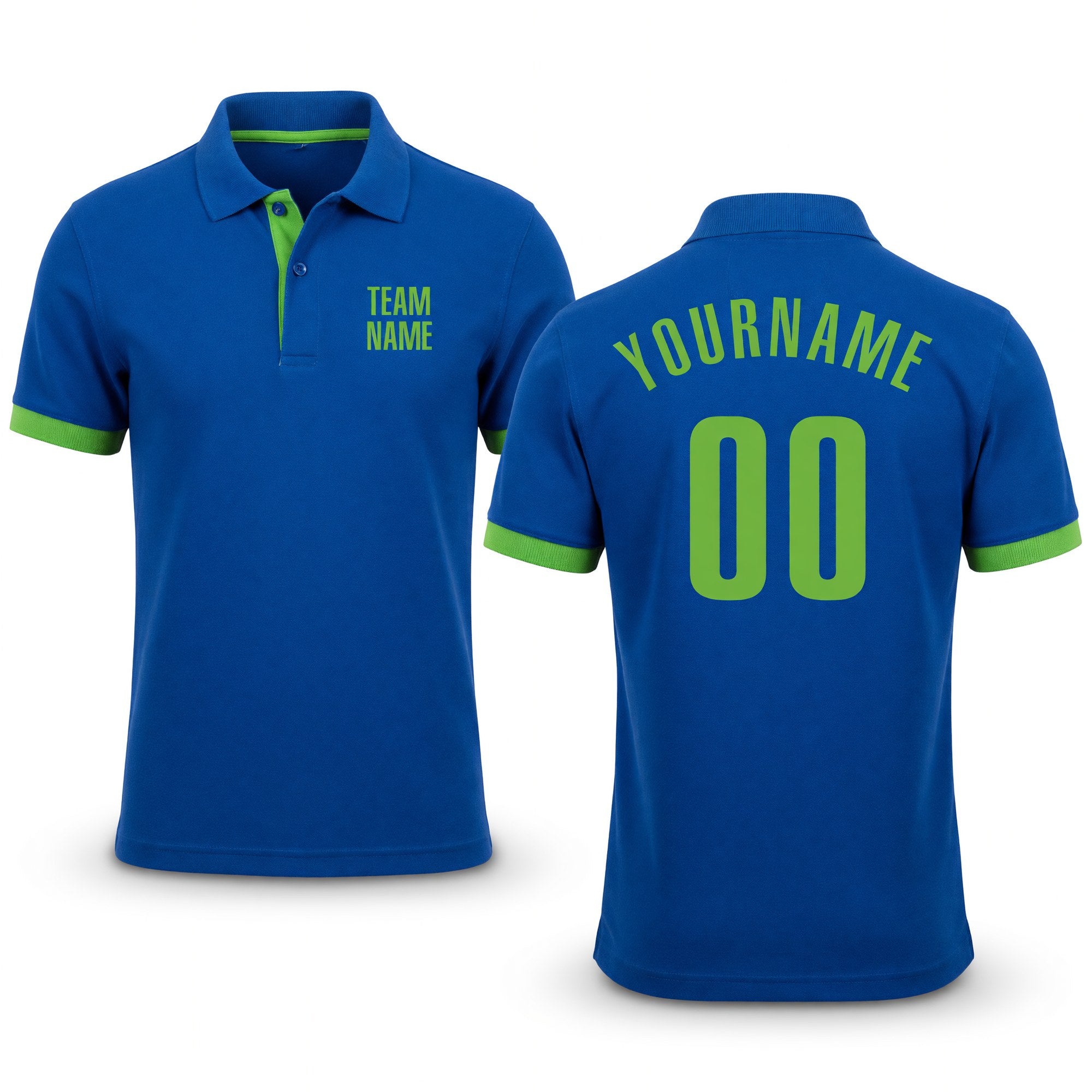 Custom Royal Neon Green Performance Golf Polo Shirt