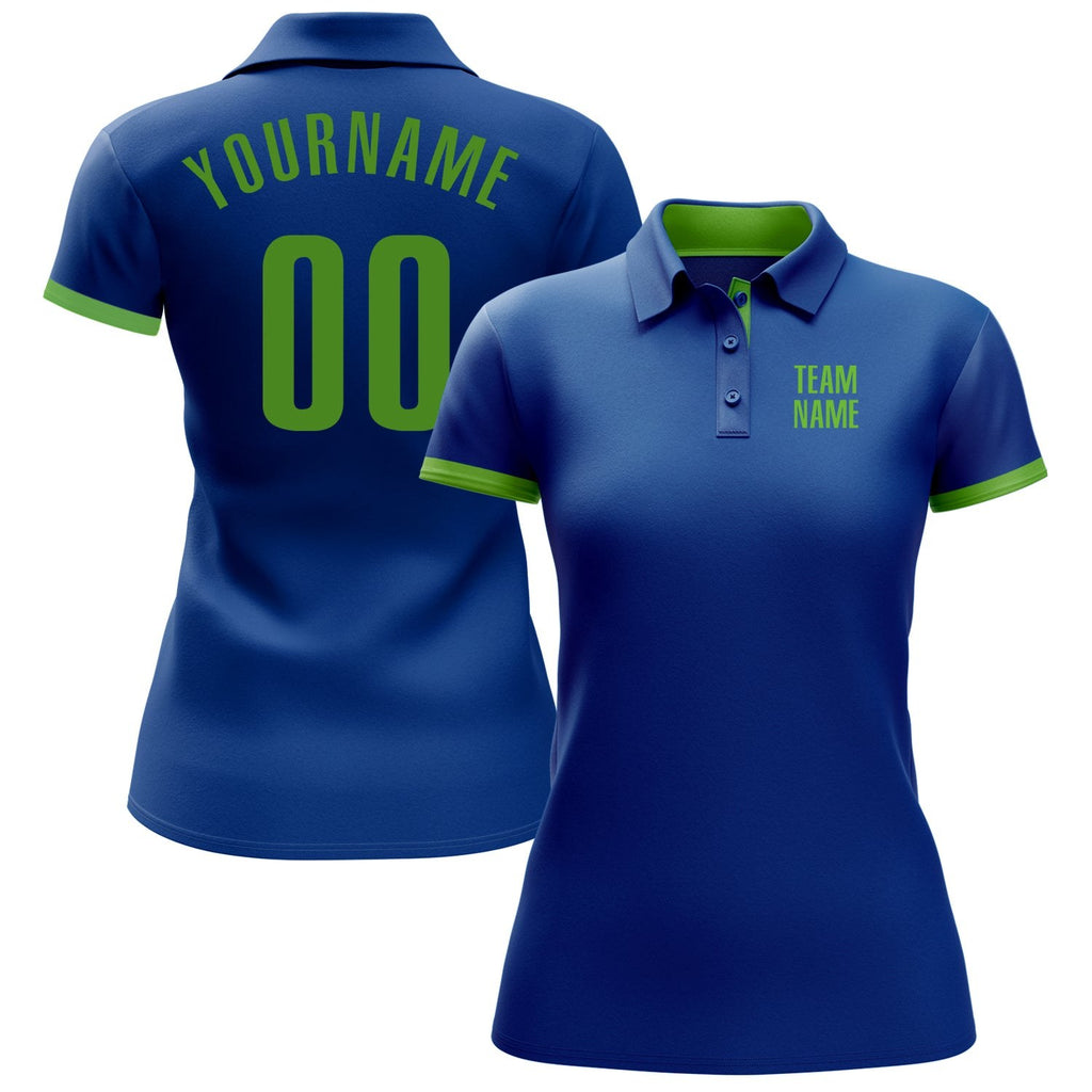 Custom Royal Neon Green Performance Golf Polo Shirt photo 2