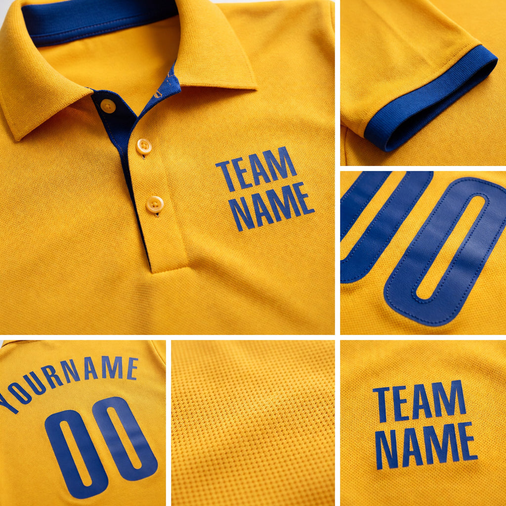 Custom Gold Royal Performance Golf Polo Shirt detail