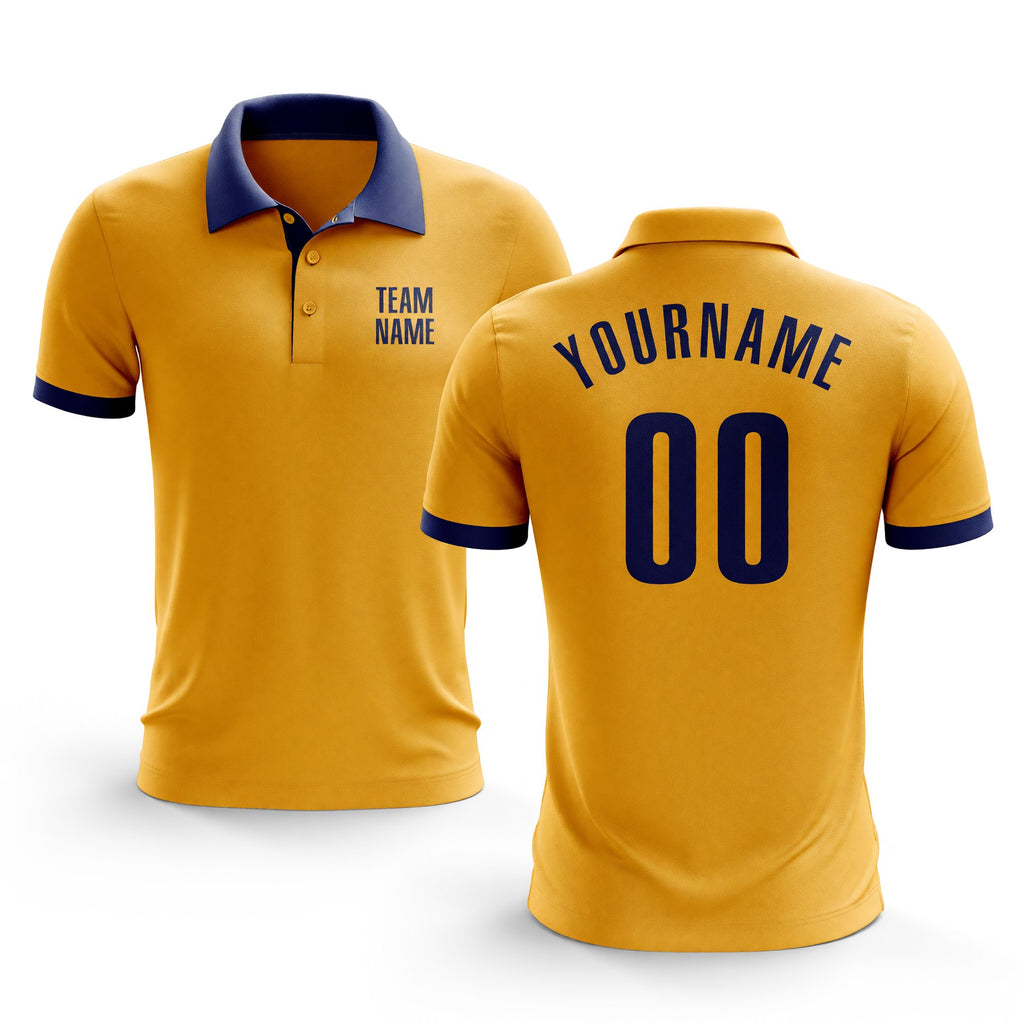 Custom Gold Navy Performance Golf Polo Shirt