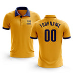 Custom Gold Navy Performance Golf Polo Shirt