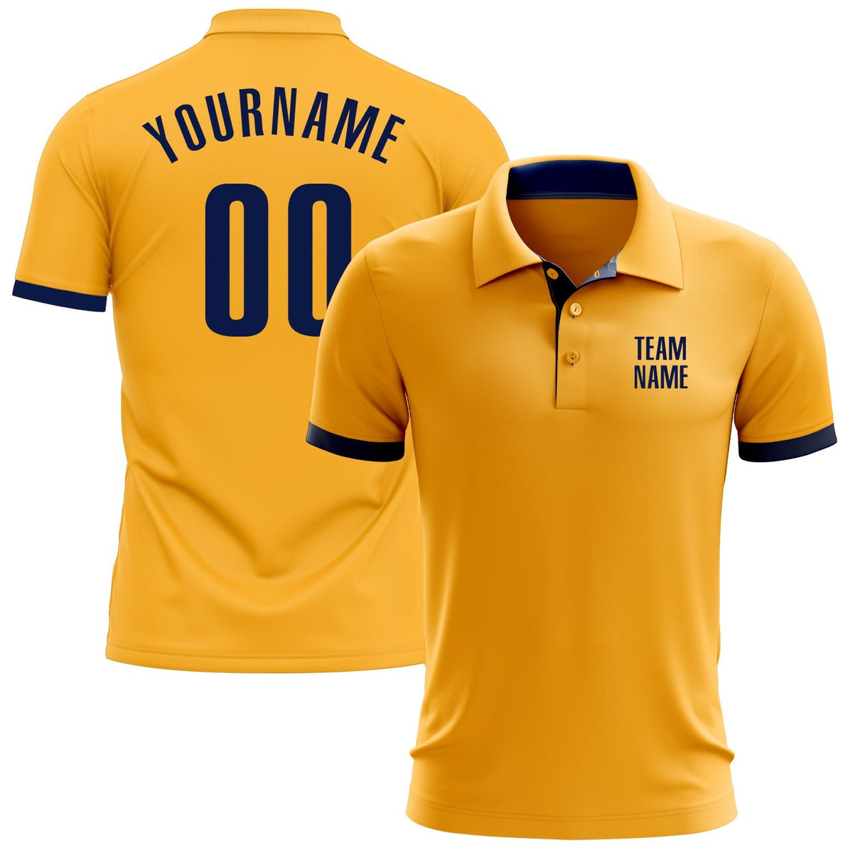 Custom Gold Navy Performance Golf Polo Shirt photo 1