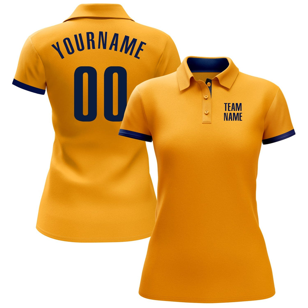 Custom Gold Navy Performance Golf Polo Shirt photo 2