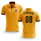 Custom Gold Black Performance Golf Polo Shirt
