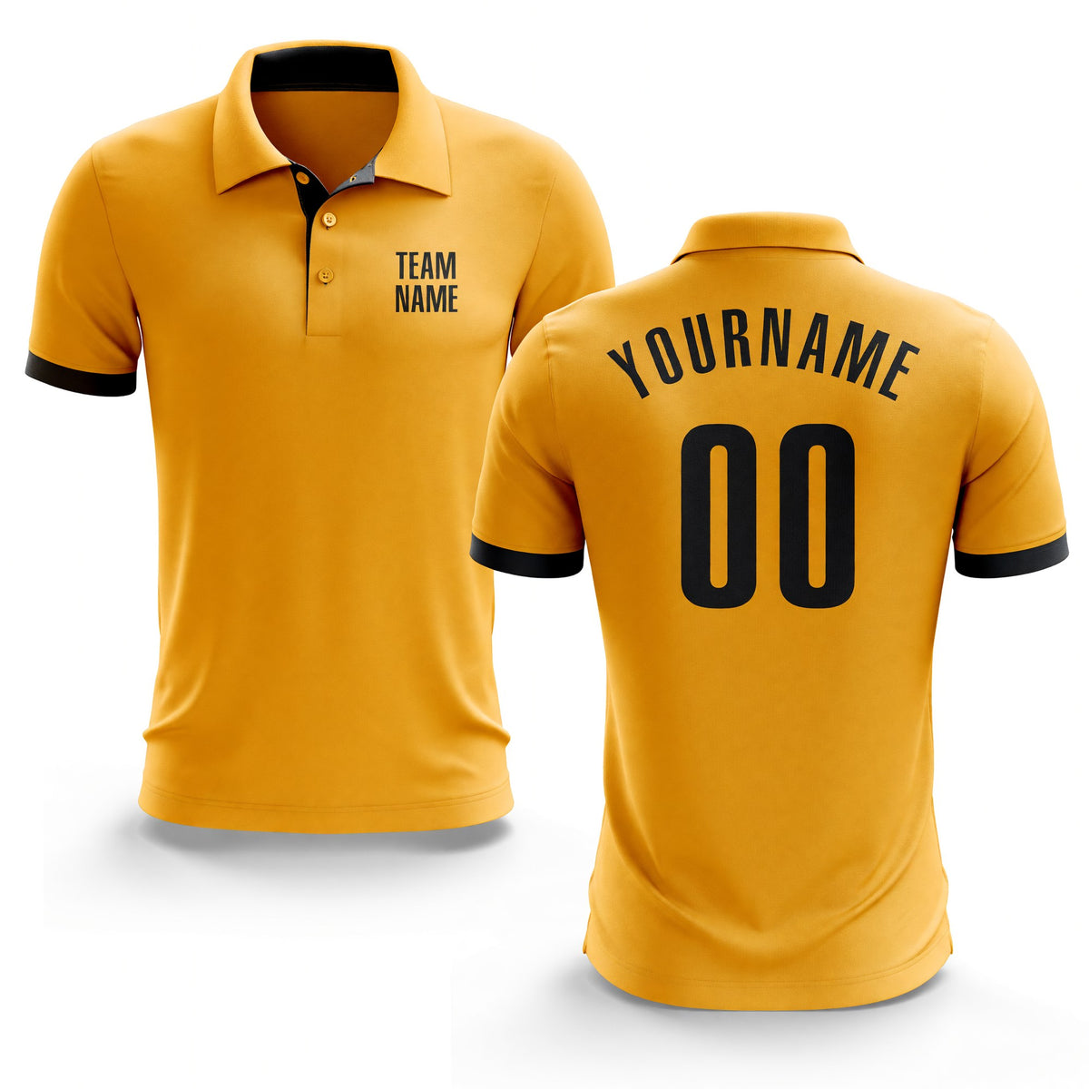 Custom Gold Black Performance Golf Polo Shirt