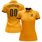 Custom Gold Black Performance Golf Polo Shirt photo 2
