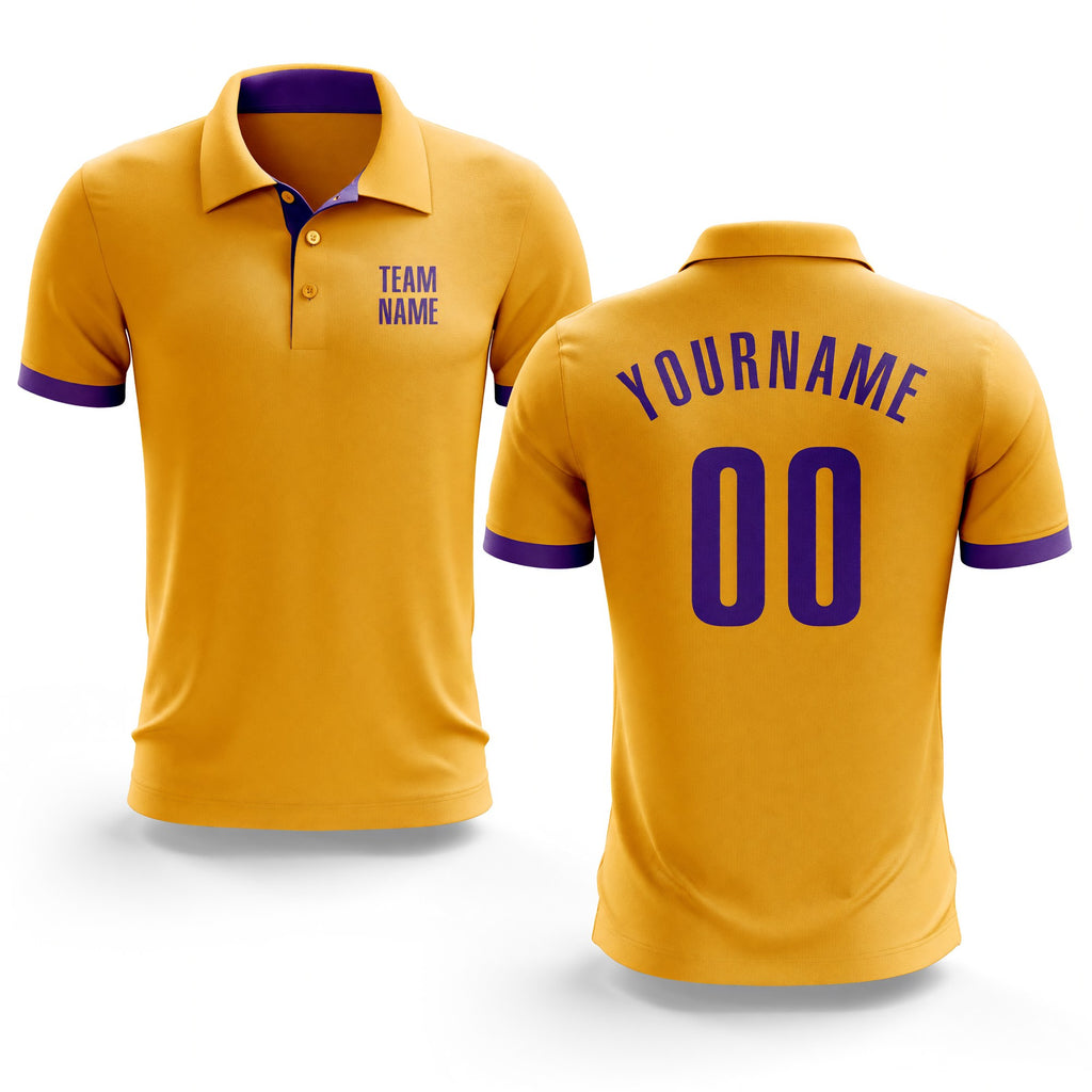Custom Gold Purple Performance Golf Polo Shirt