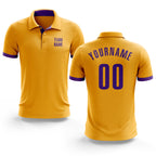Custom Gold Purple Performance Golf Polo Shirt