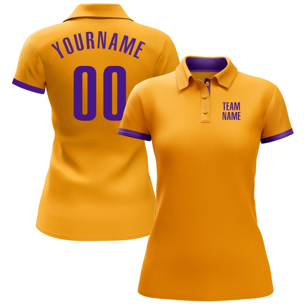 Custom Gold Purple Performance Golf Polo Shirt photo 2