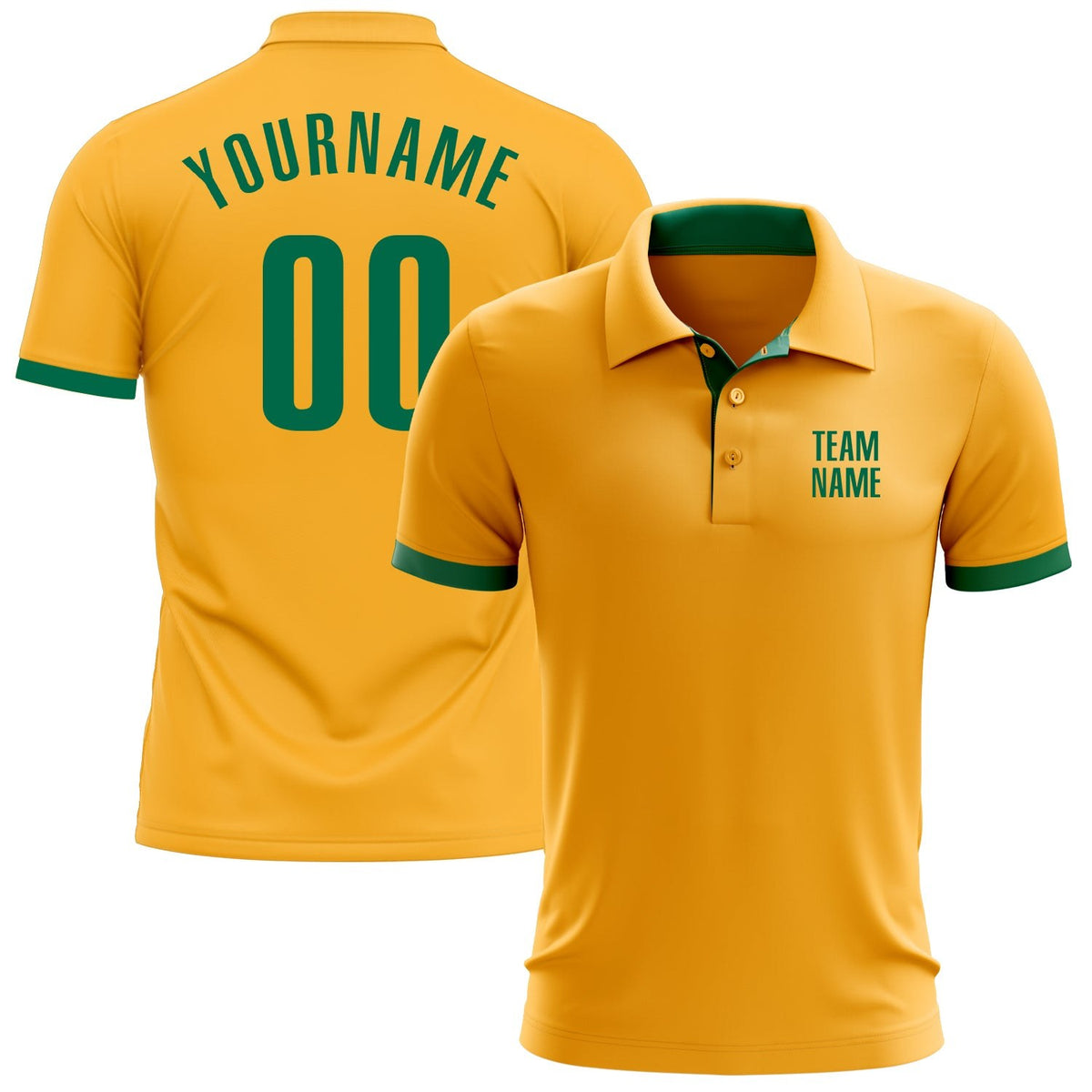 Custom Gold Kelly Green Performance Golf Polo Shirt photo 1