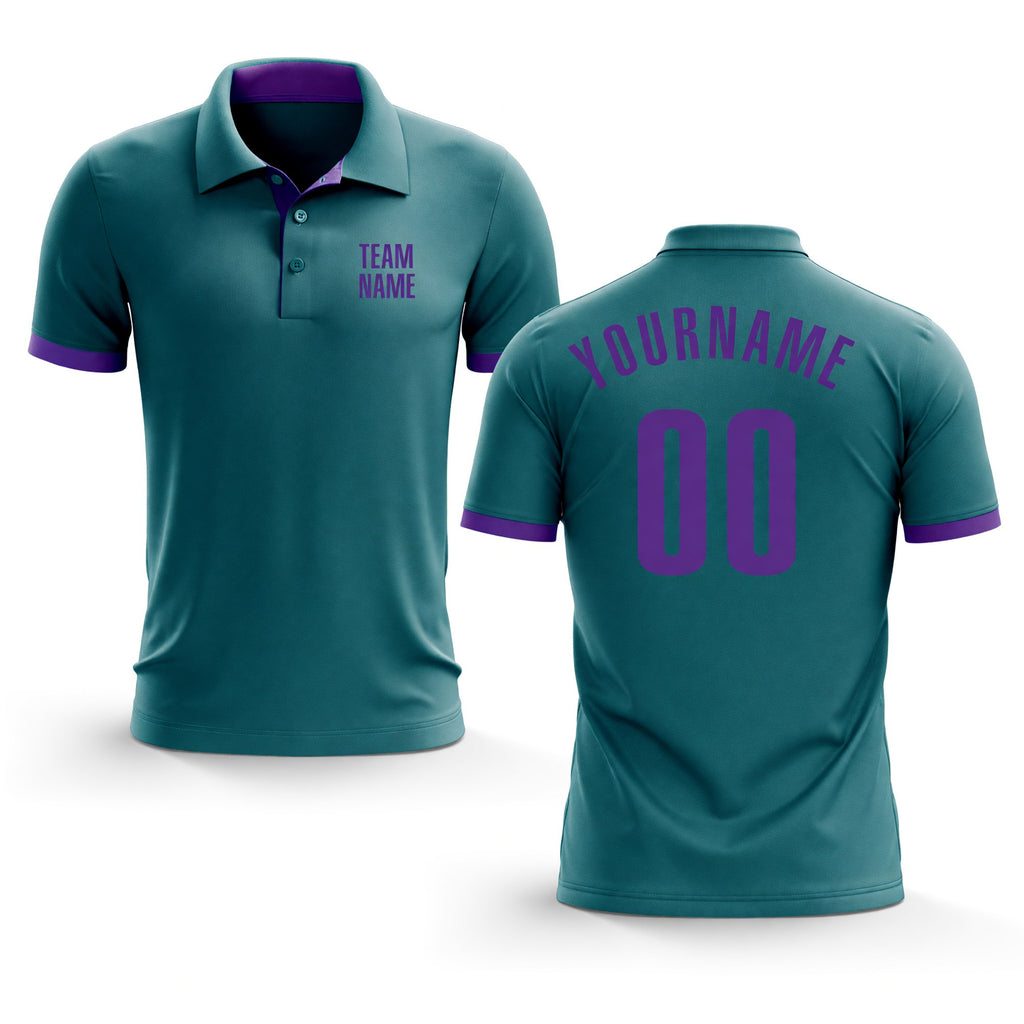 Custom Teal Purple Performance Golf Polo Shirt