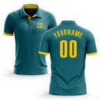 Custom Teal Yellow Performance Golf Polo Shirt