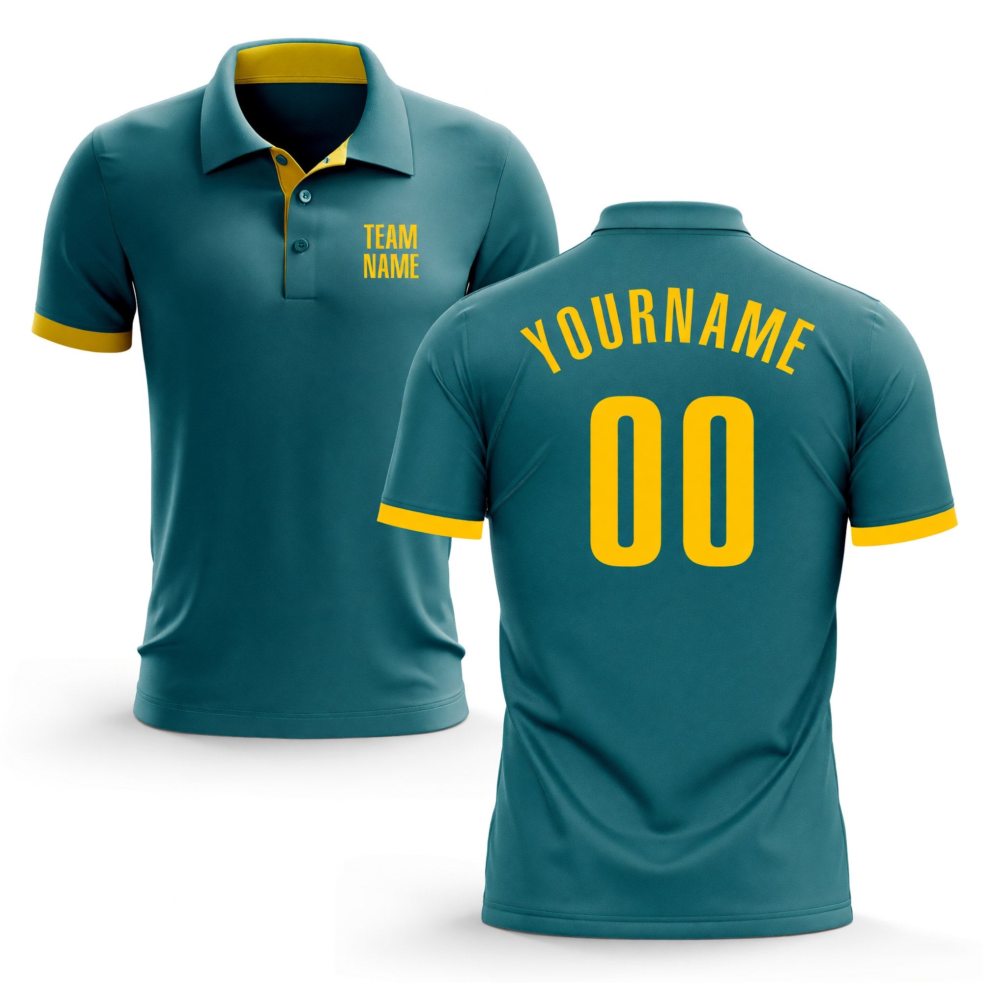 Custom Teal Yellow Performance Golf Polo Shirt