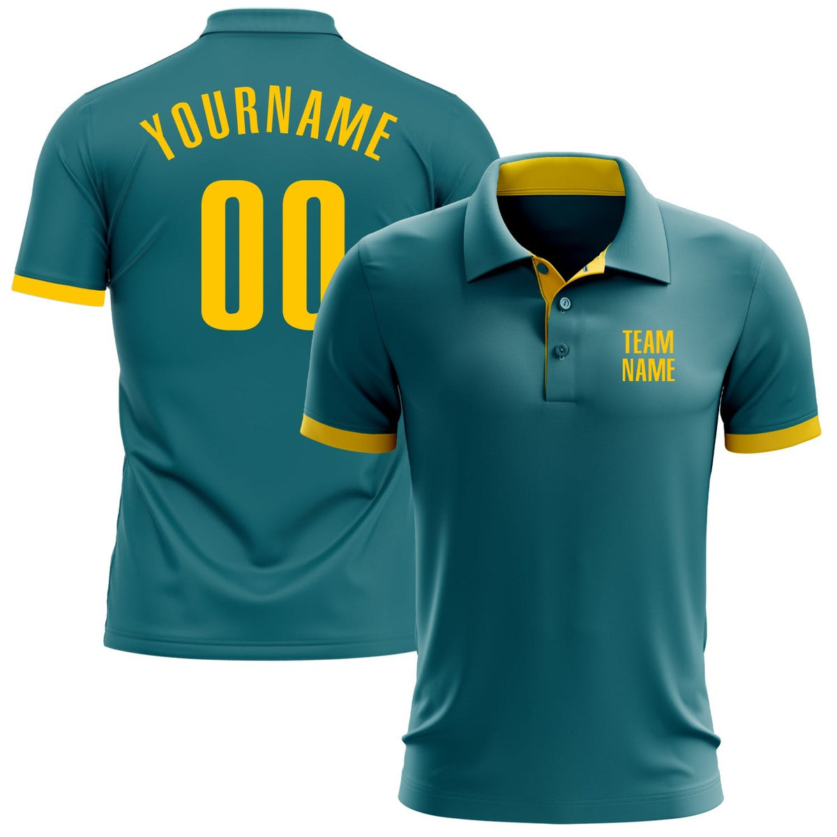 Custom Teal Yellow Performance Golf Polo Shirt photo 1