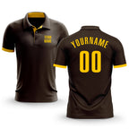 Custom Brown Yellow Performance Golf Polo Shirt