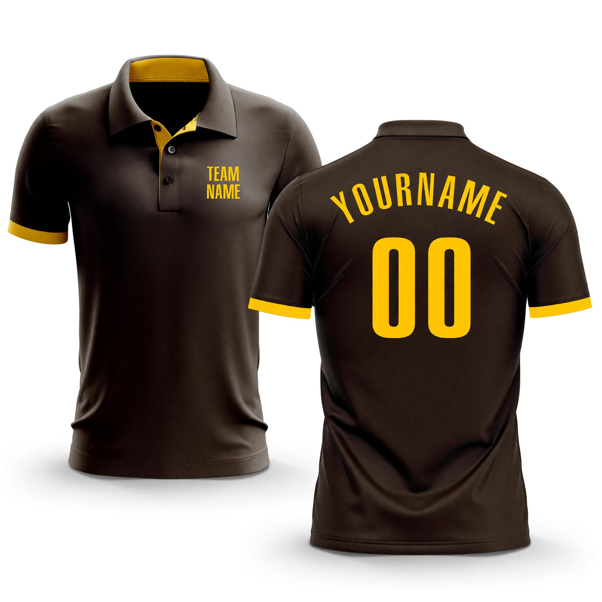 Custom Brown Yellow Performance Golf Polo Shirt
