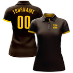 Custom Brown Yellow Performance Golf Polo Shirt photo 2