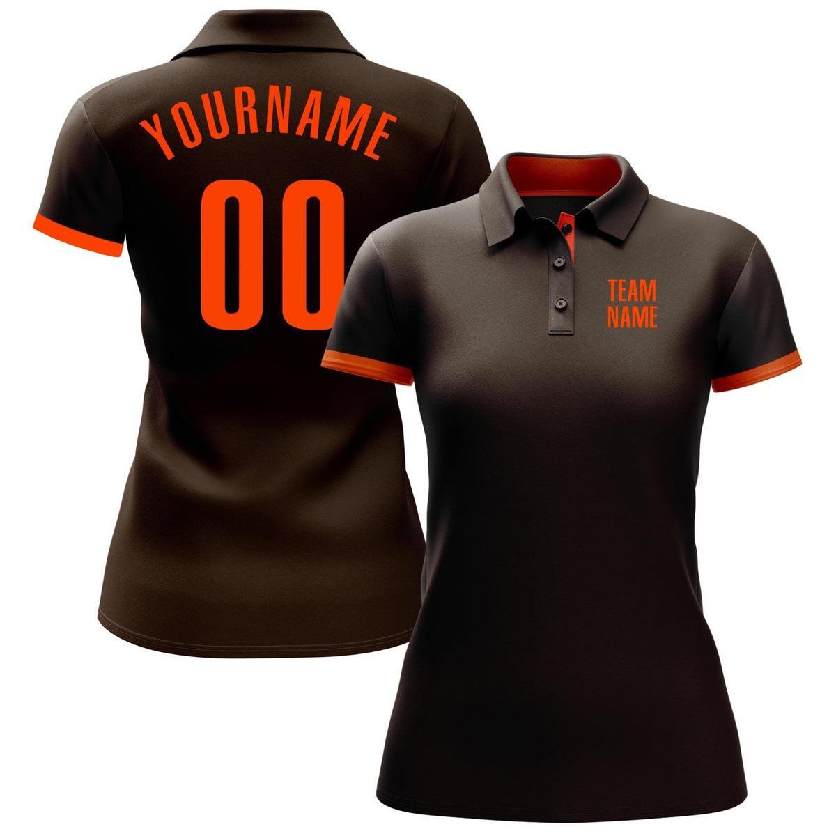 Custom Brown Orange Performance Golf Polo Shirt photo 2
