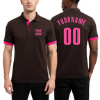 Custom Brown Pink Performance Golf Polo Shirt worn front and back