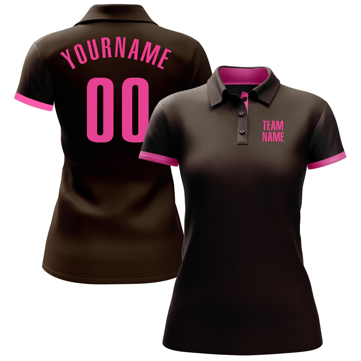 Custom Brown Pink Performance Golf Polo Shirt photo 2