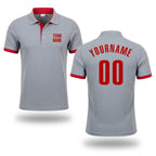Custom Gray Red Performance Golf Polo Shirt