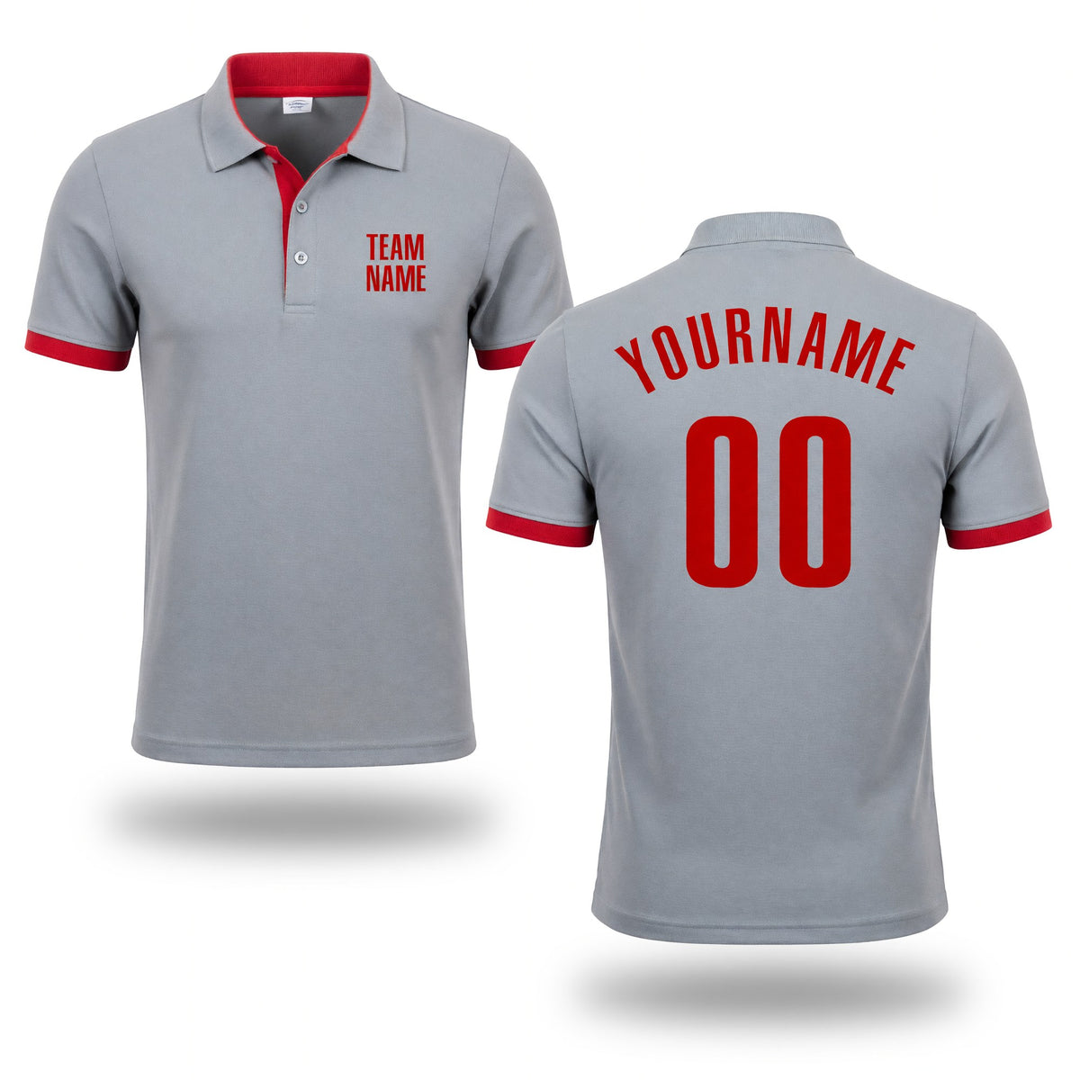 Custom Gray Red Performance Golf Polo Shirt