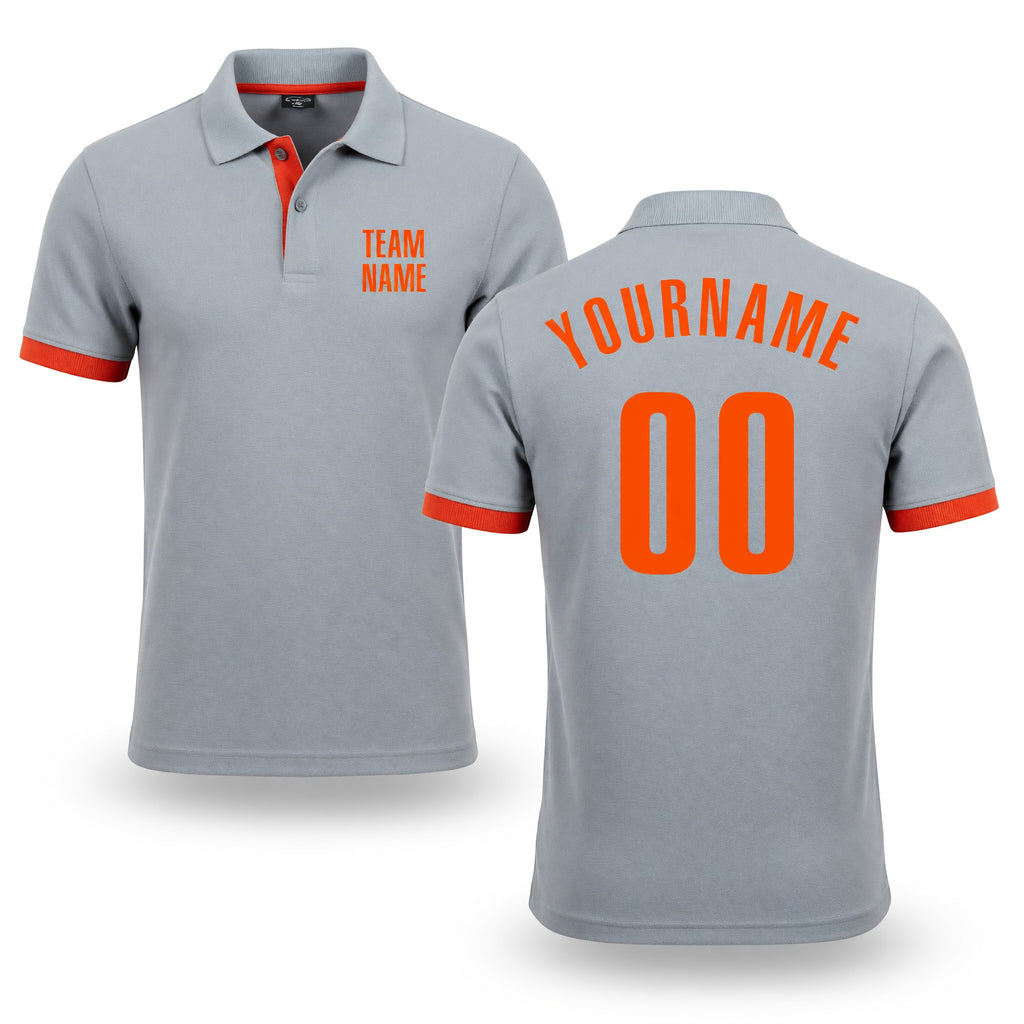 Custom Gray Orange Performance Golf Polo Shirt
