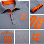 Custom Gray Orange Performance Golf Polo Shirt detail