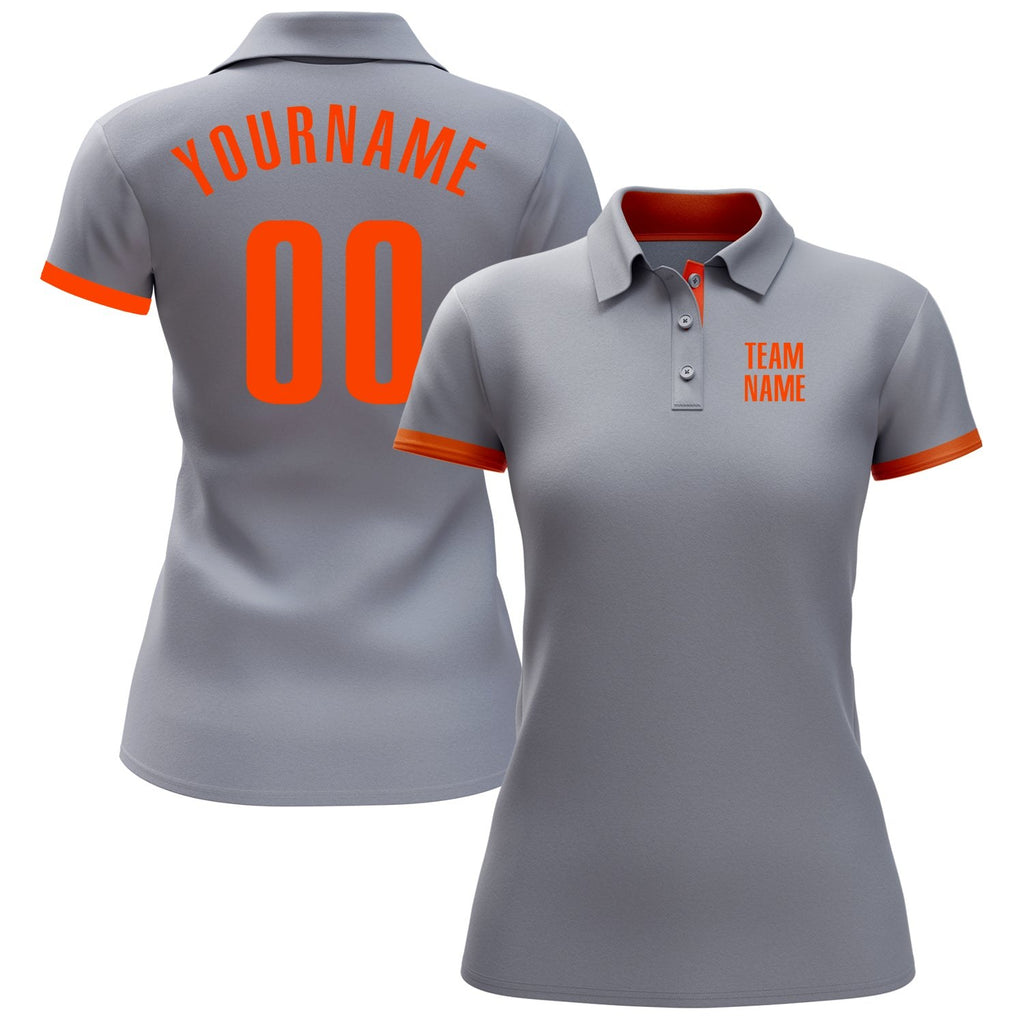 Custom Gray Orange Performance Golf Polo Shirt photo 2