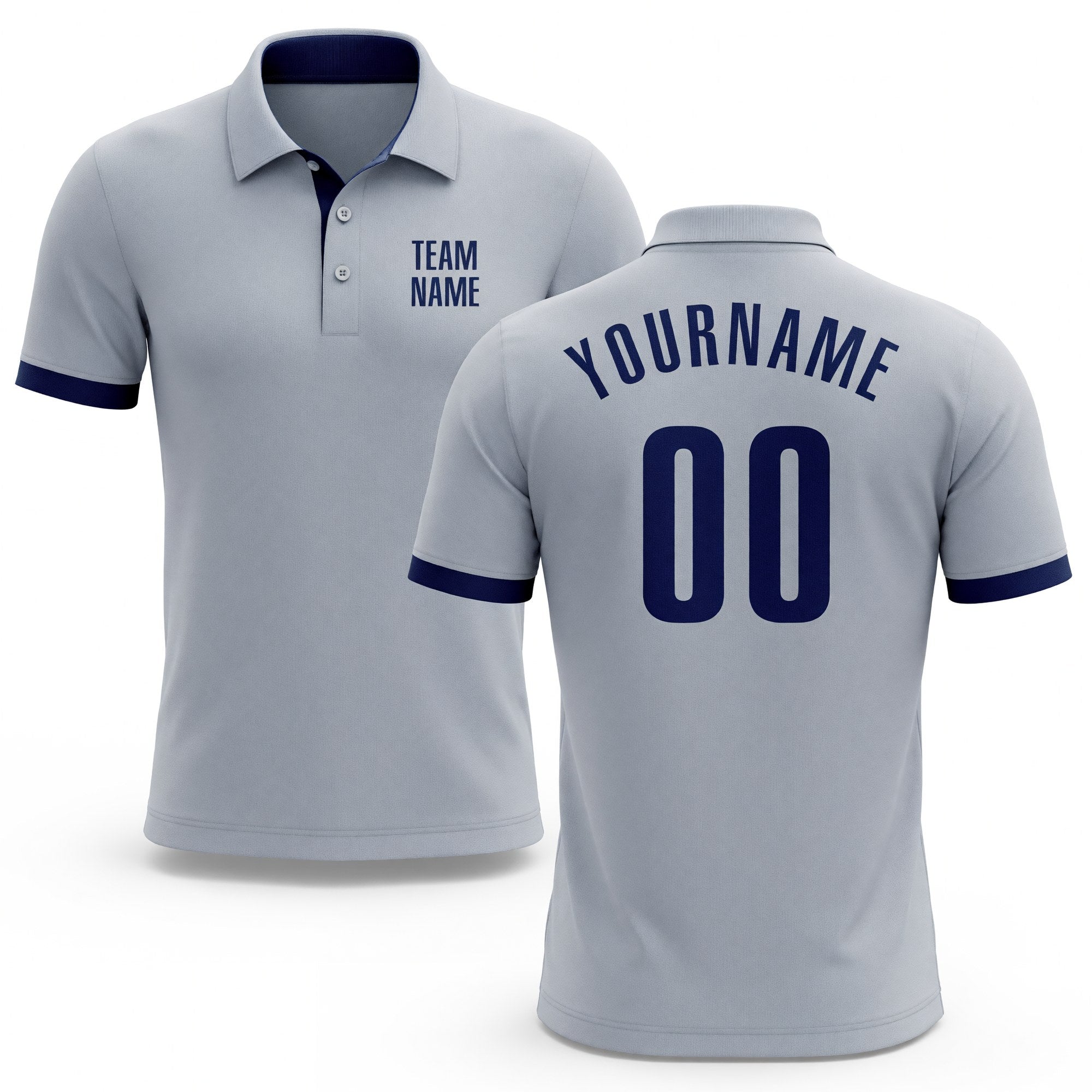 Custom Gray Navy Performance Golf Polo Shirt