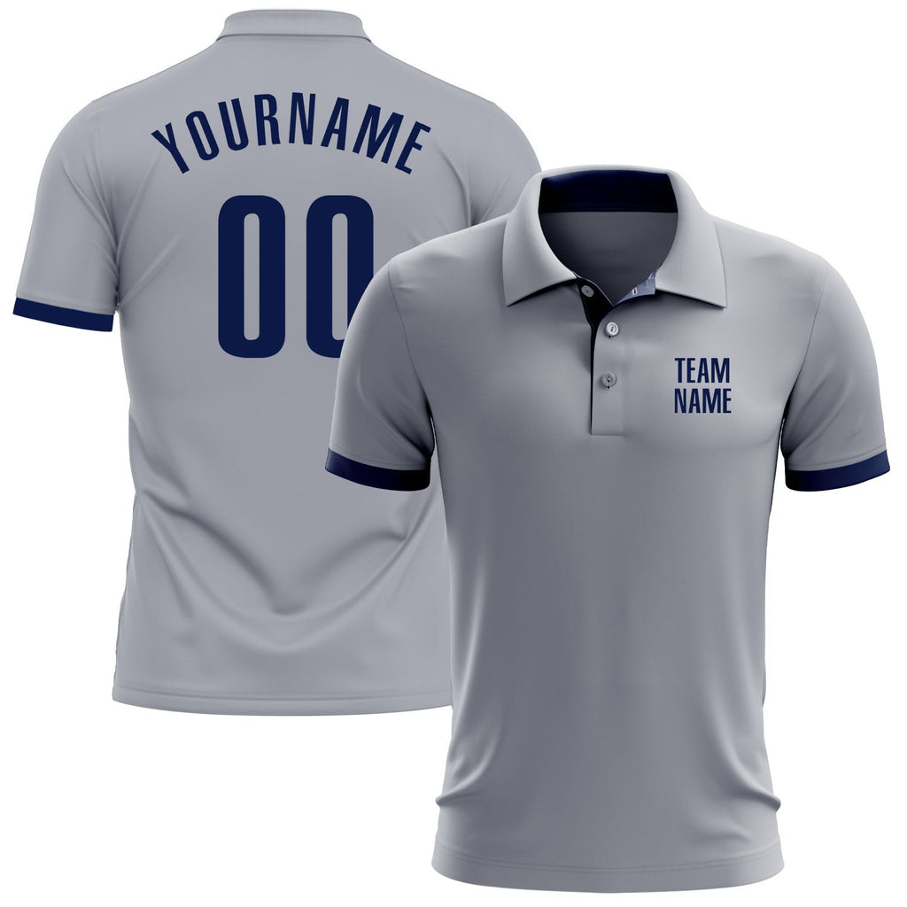 Custom Gray Navy Performance Golf Polo Shirt photo 1