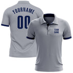 Custom Gray Navy Performance Golf Polo Shirt photo 1