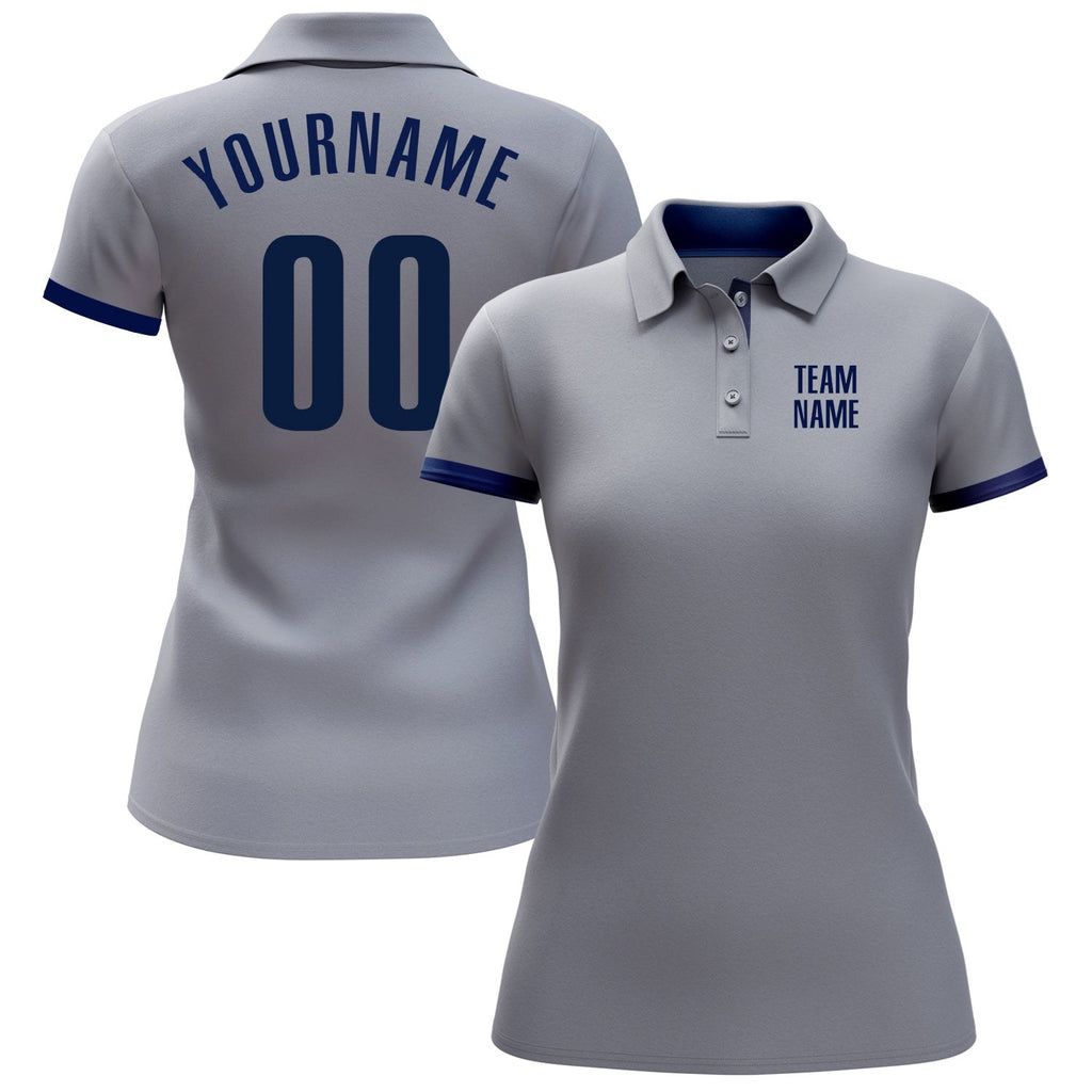 Custom Gray Navy Performance Golf Polo Shirt photo 2