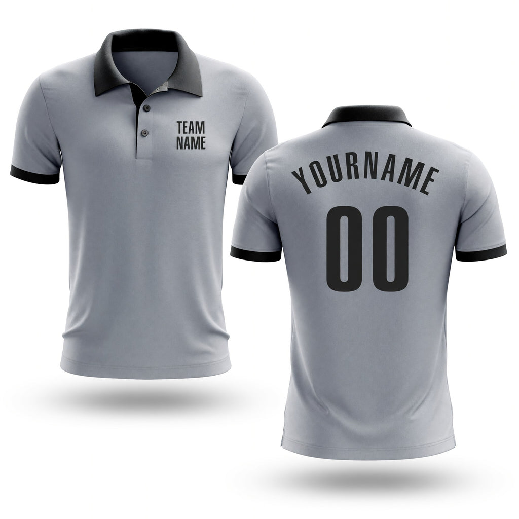Custom Gray Black Performance Golf Polo Shirt