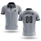 Custom Gray Black Performance Golf Polo Shirt