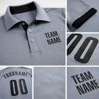 Custom Gray Black Performance Golf Polo Shirt detail